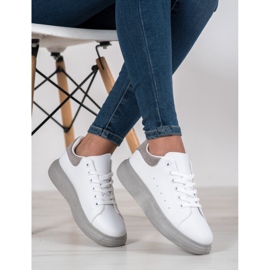 SHELOVET Adidași pe platforma gri alb 1