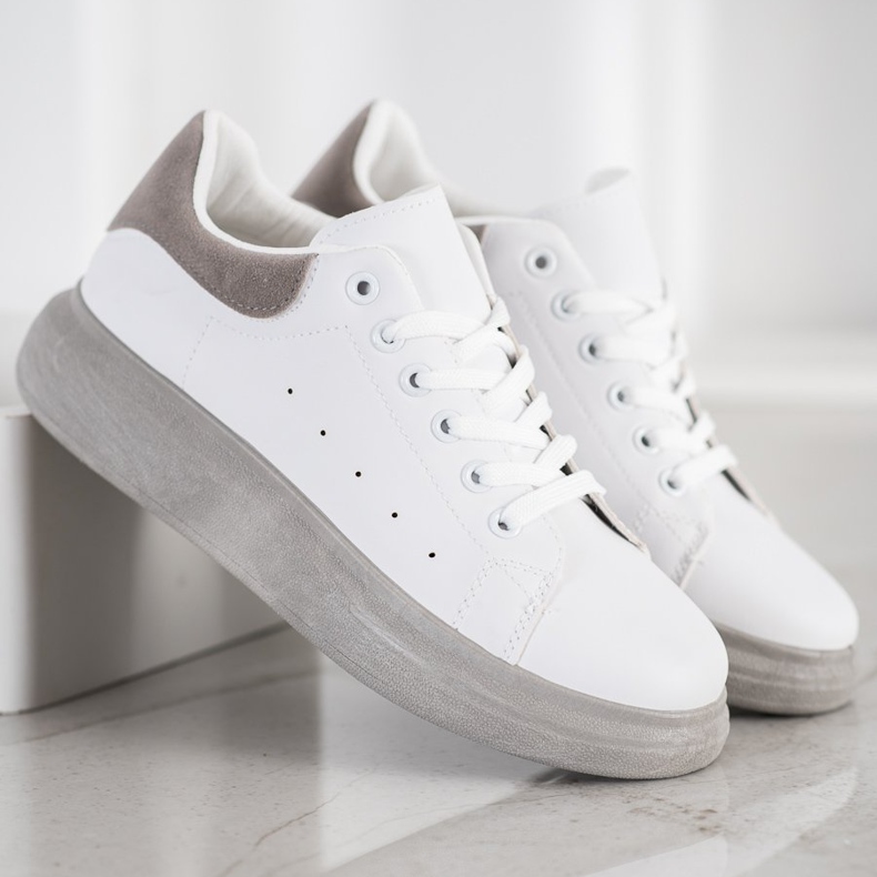 SHELOVET Adidași pe platforma gri alb 2