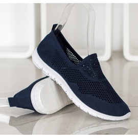 Bona Slipons ajurati albastru 2