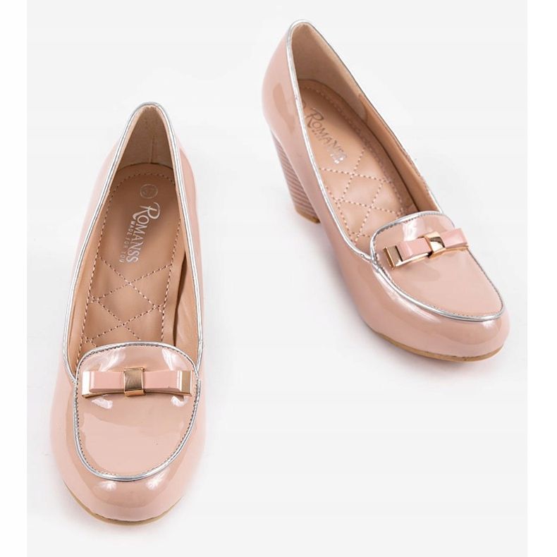 Pompe cu pană bej cu arc 0088-4 maro 2