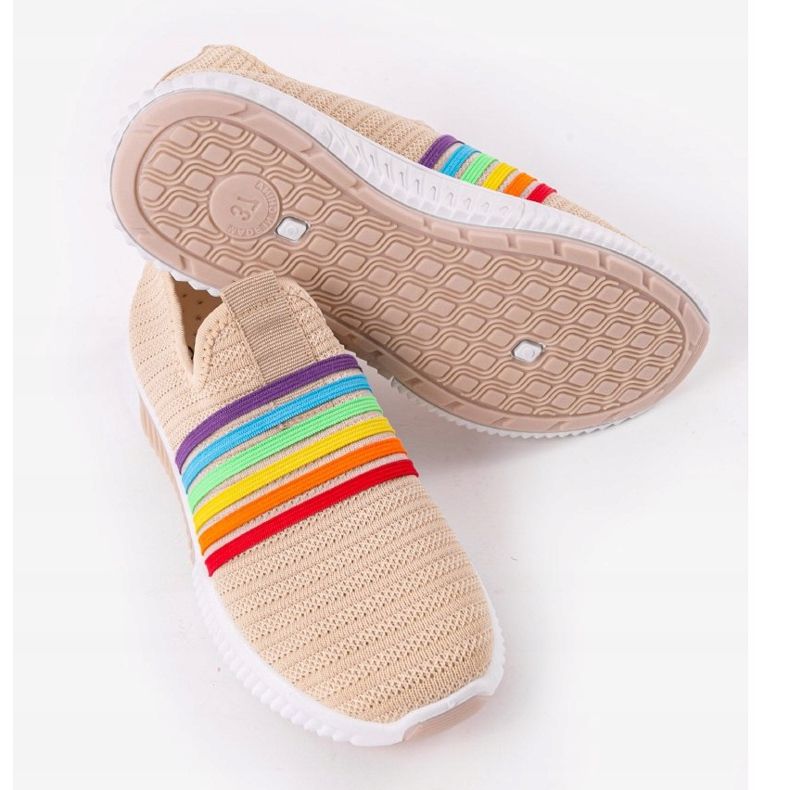 Pantofi sport alunecați de culoare bej, BS30 maro multicolor 2