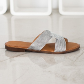 SHELOVET Papuci de argint cu stil gri 2 SHELOVET Papuci de argint cu stil gri 2