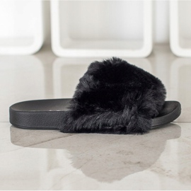 Bona Flip-flops la modă cu blană negru 2
