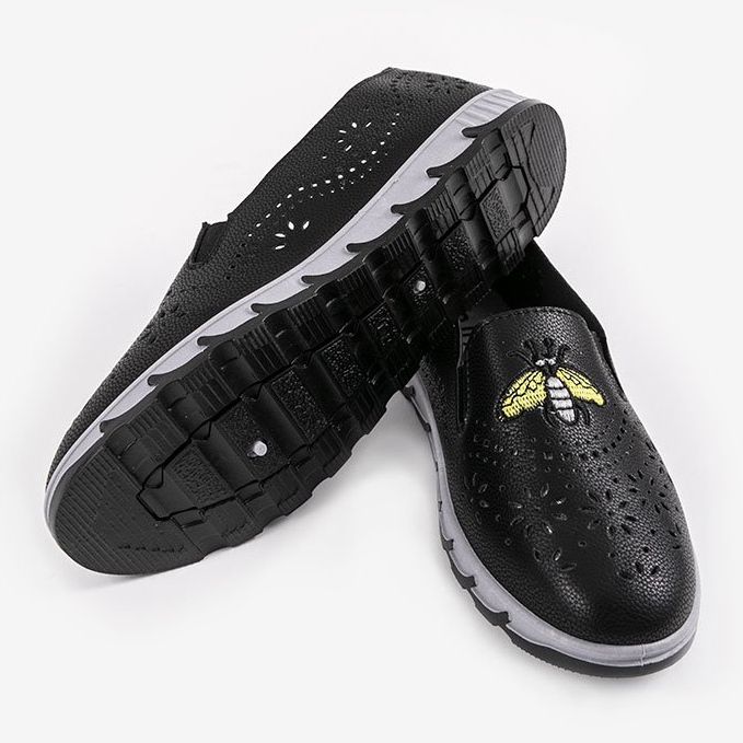 Adidași negri cu deschidere cu imprimeu JH81172-3 negru 2