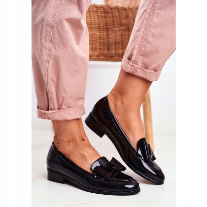 Vinceza Mocasini de damă Arc lacuit negru Trixi 1