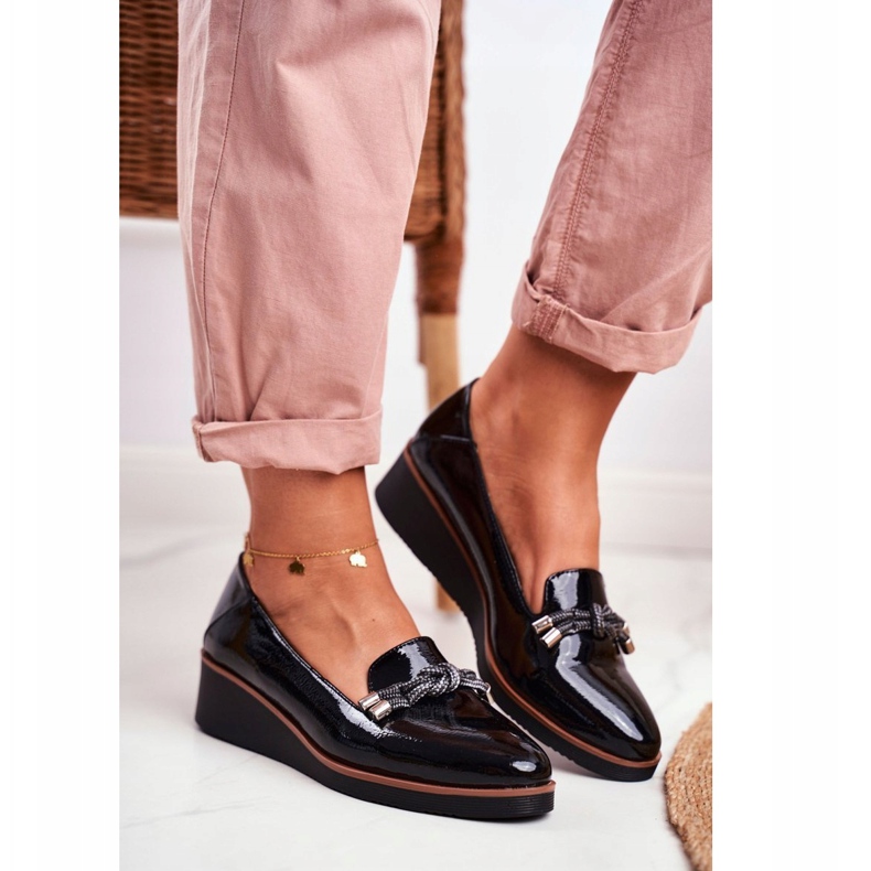 Vinceza Mocasini negri dama lăcuți pe pană Abba negru 1