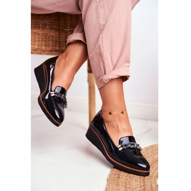 Vinceza Mocasini negri dama lăcuți pe pană Abba negru 2