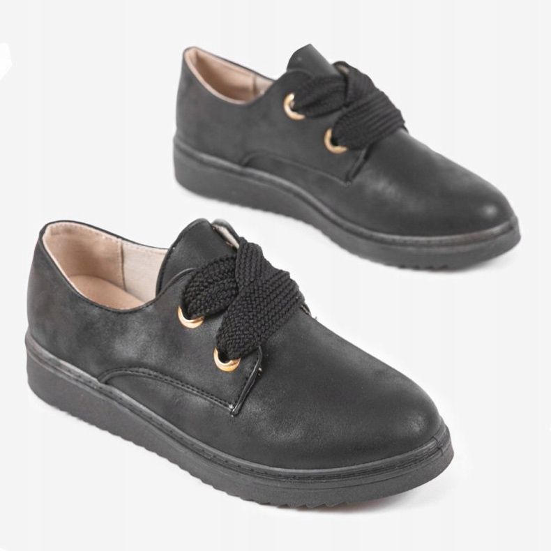 Adidași negri pe pană H-18 negru 1