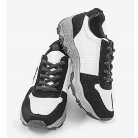 Adidași de sport negri la modă cu steaua G-114 alb 2