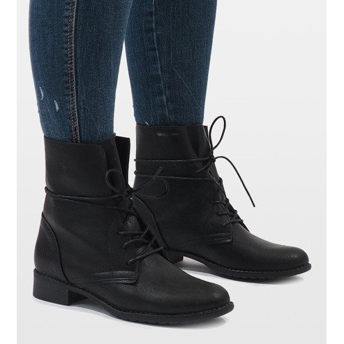 Cizme negre cu șiret 16006-58 negru 1