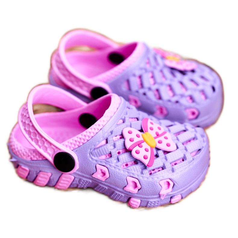 NEWS Papuci pentru copii Foam Crocs Violet Bow Susan roz 1