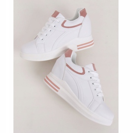 Adidași albi BY-0370 WHITE / ROSE pe o pană ascunsă 1 Adidași albi BY-0370 WHITE / ROSE pe o pană ascunsă 1