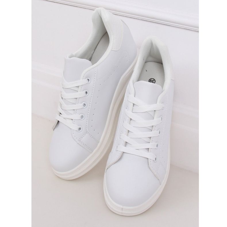 Alb MY-0367 Adidași albi pe un toc ascuns 1