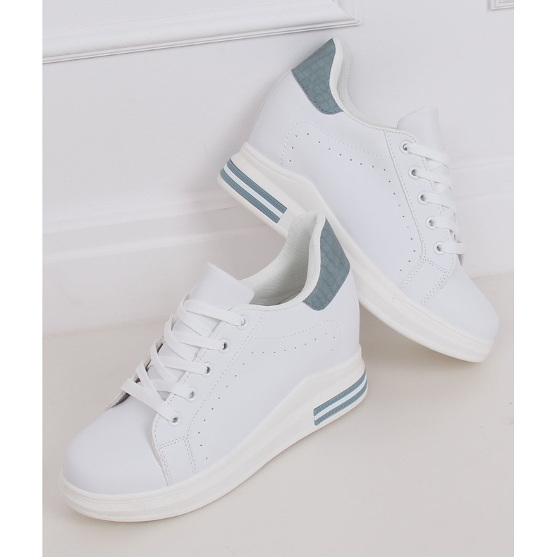 Adidași albi MY-0367 WHITE / BLUE pe o pană ascunsă 2