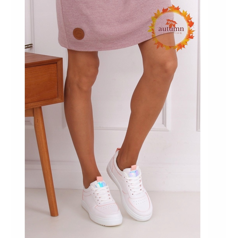 Încălțăminte de sport albă pentru femei KK-203 ALB / ROSU roz 1