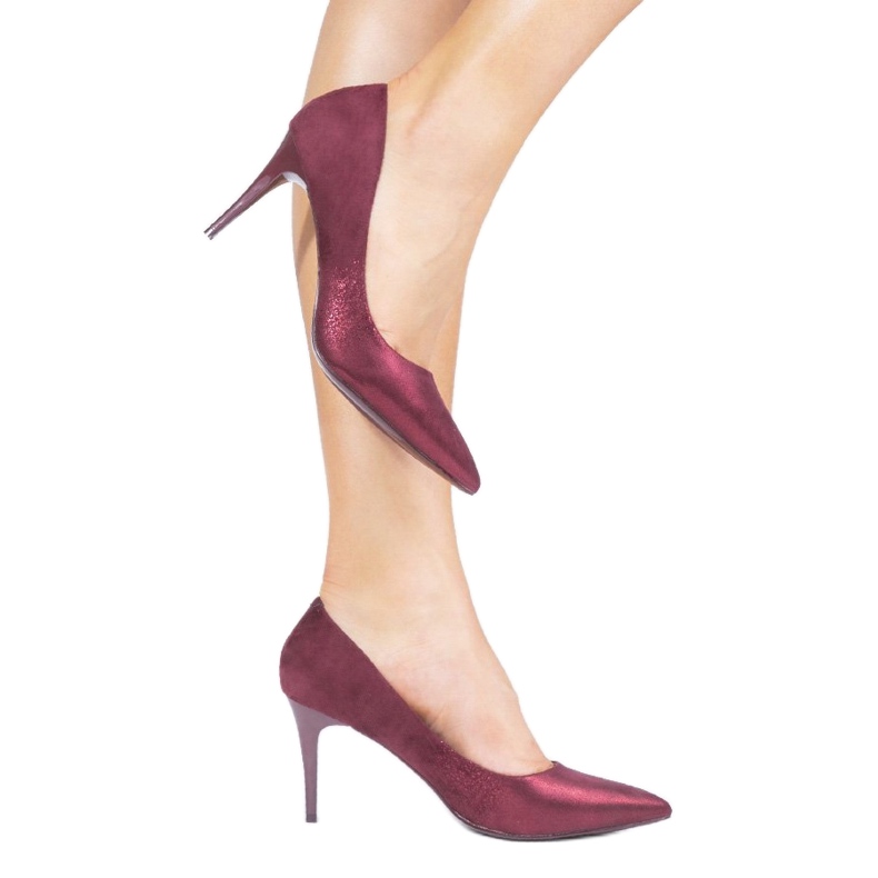 Tocuri clasice roz cu toc din piele ecologică DD50P roșu 1