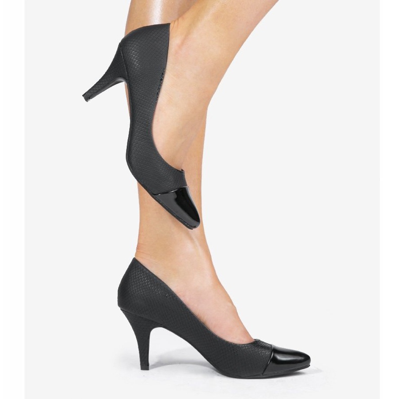 Pompe negre pe călcâiul YS-437 negru 1