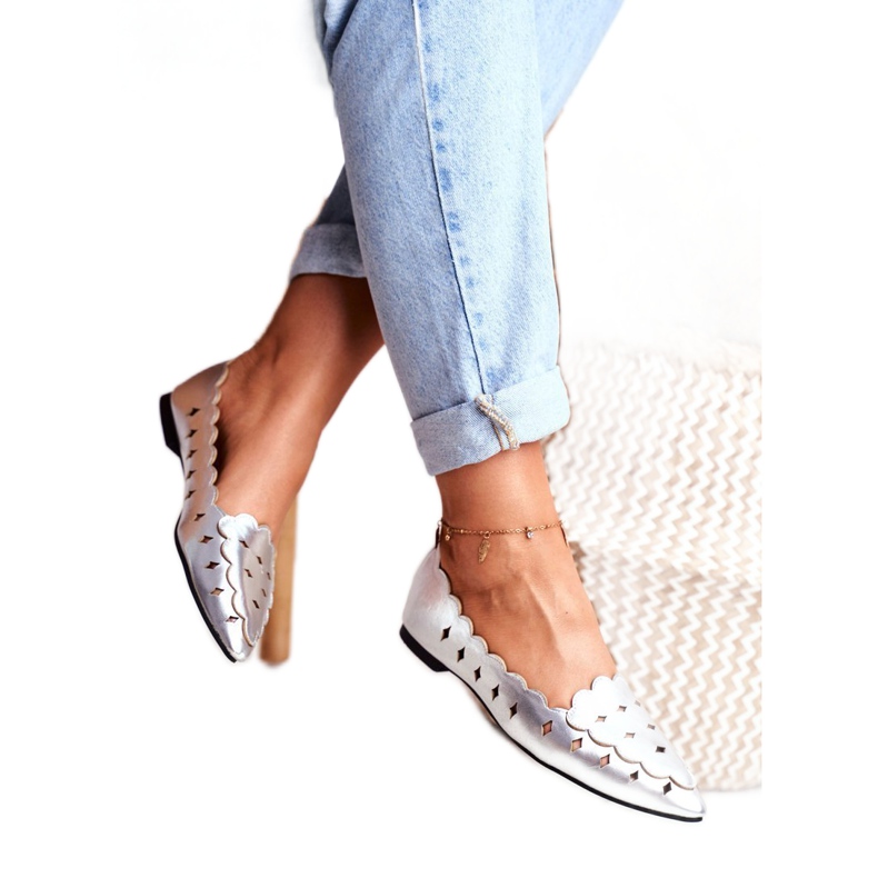 Balerini Lu Boo pentru femei Argintiu metalic Dianna 3