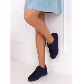 Adidași de damă din piele de căprioară albastru marin 6301 2