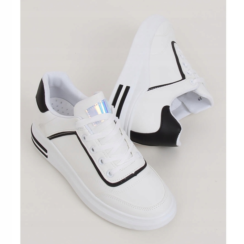 Adidași de damă albi 1239-Y Negru 1