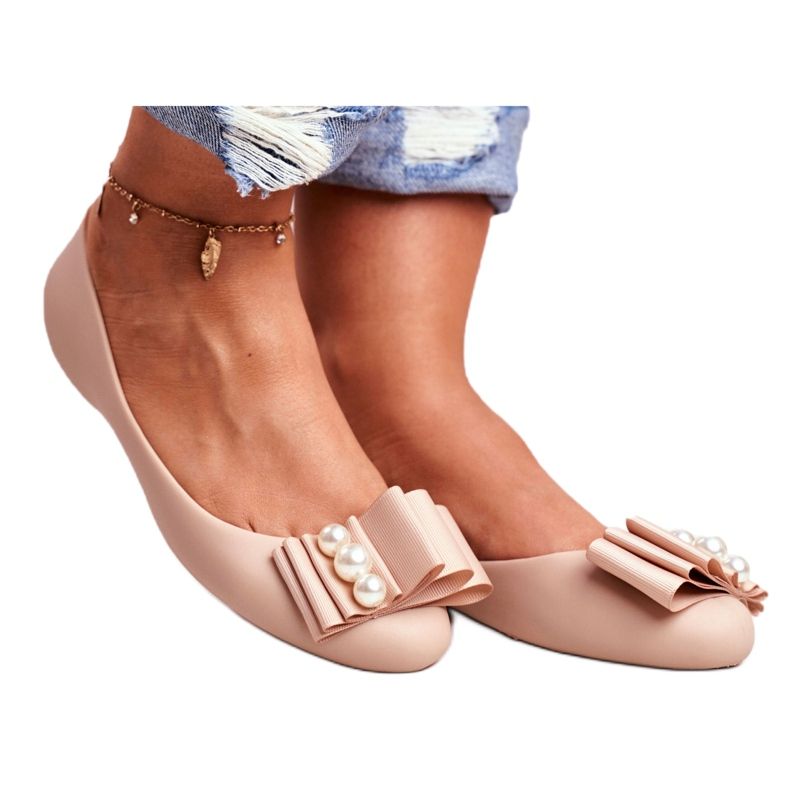 LU BOO Balerini din cauciuc Meliski Bows Beige Joleen bej 3