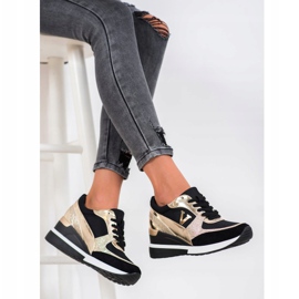 Vinceza Pantofi Vincez Wedge negru galben 1