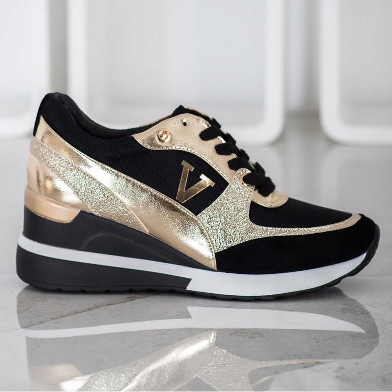 Vinceza Pantofi Vincez Wedge negru galben 2