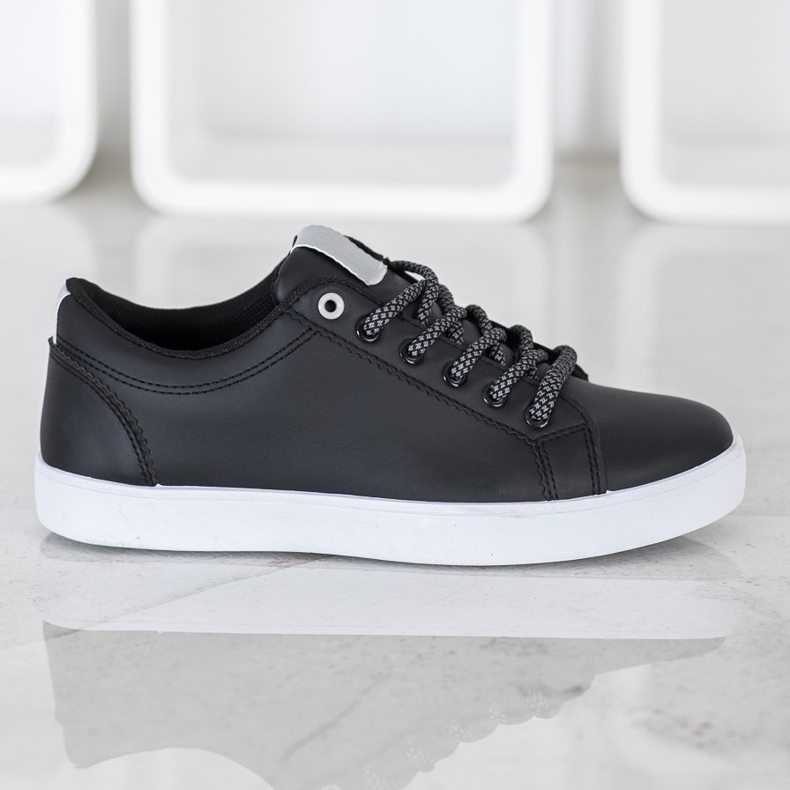 SHELOVET Adidași cu șireturi decorative negru 2