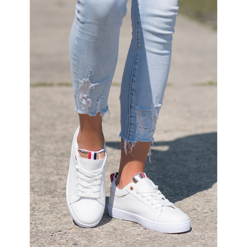 SHELOVET Adidași eleganți cu piele ecologică alb 2