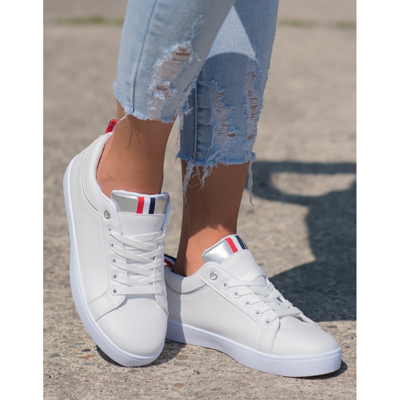 SHELOVET Adidași eleganți cu piele ecologică alb 2