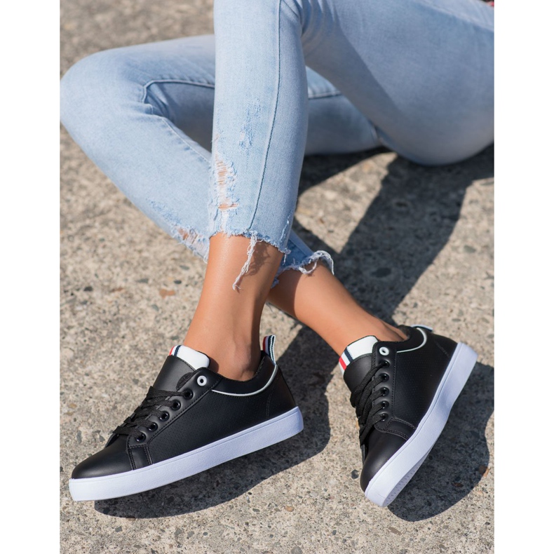 SHELOVET Adidași eleganți cu piele ecologică negru 2