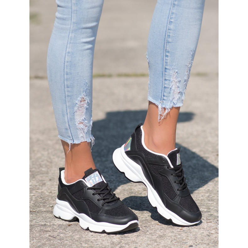 SHELOVET Adidași negri confortabili negru 2