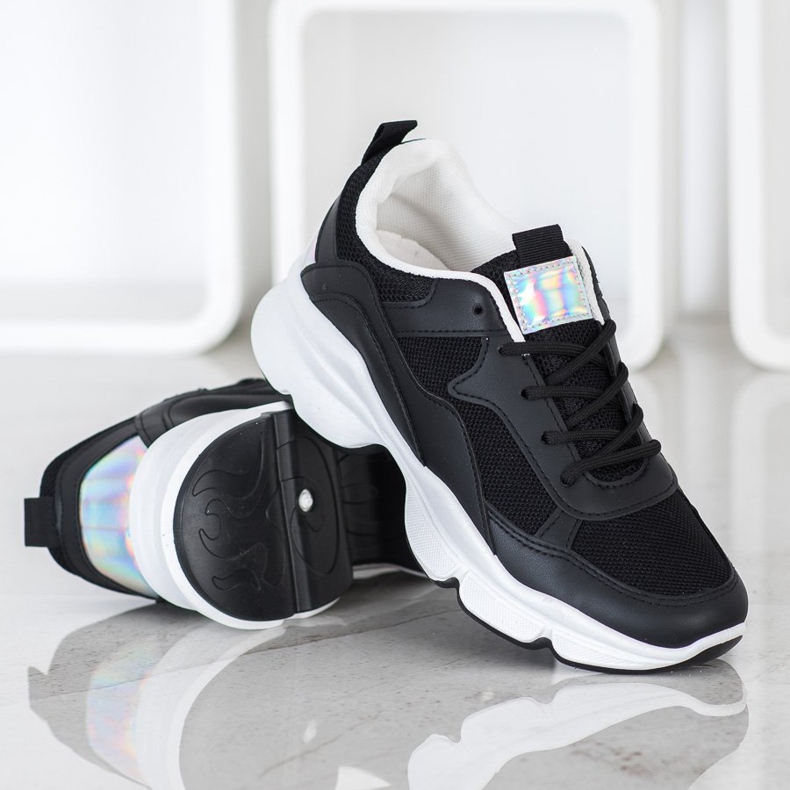 SHELOVET Adidași negri confortabili negru 1