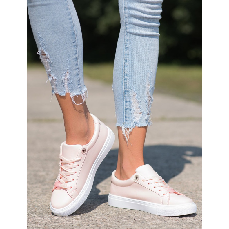 SHELOVET Adidași cu piele ecologică roz 2