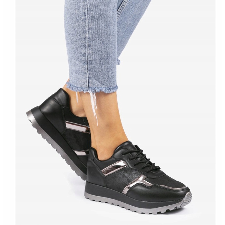 Adidași sport negri din piele ecologică 2019-447 negru 1