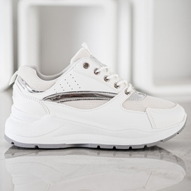 Ideal Shoes Adidași sport cu stil alb 2 Ideal Shoes Adidași sport cu stil alb 2