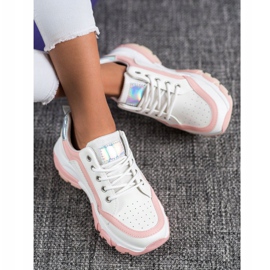 SHELOVET Adidași din piele ecologică alb roz 1