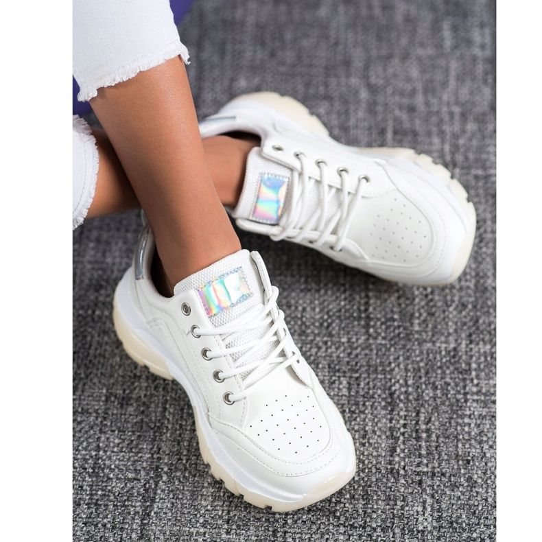 SHELOVET Adidași din piele ecologică alb 2