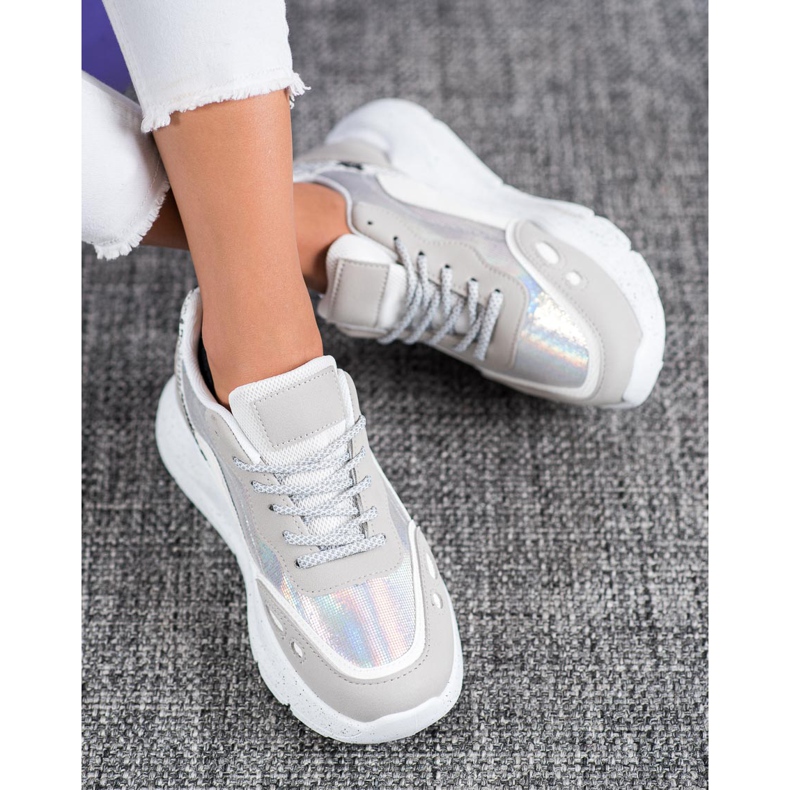 Kayla Adidași cu efect Holo alb gri multicolor 1