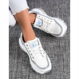 SHELOVET Adidași din piele ecologică alb gri 1