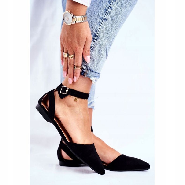 SEA Ballerine plate negre pentru femei cu centură cu Allison Spitz negru 1 SEA Ballerine plate negre pentru femei cu centură cu Allison Spitz negru 1