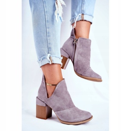 MSMG Cizme de damă pe toc croi gri Meliori 2