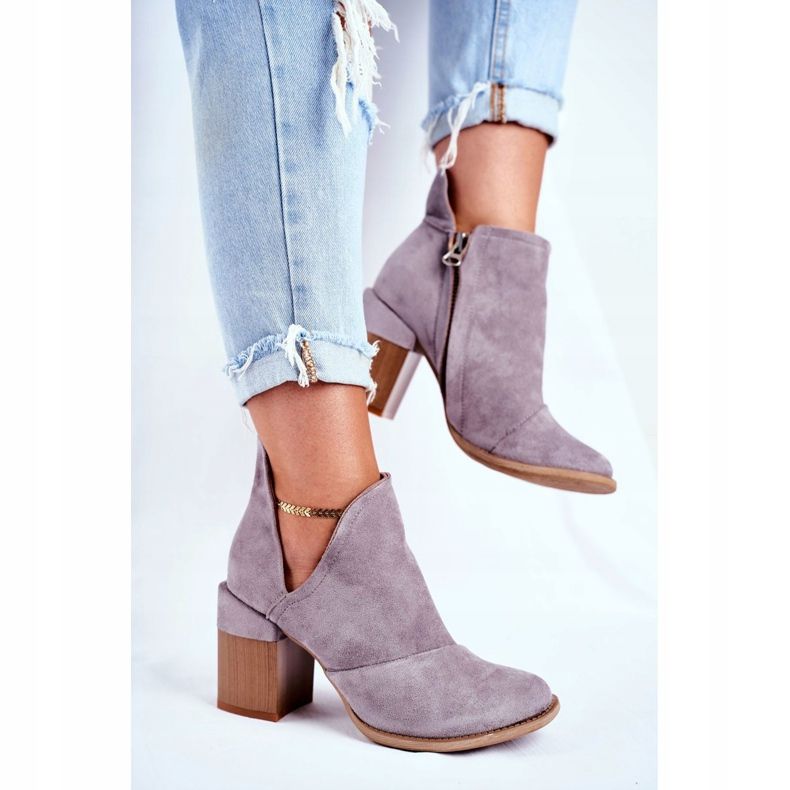 MSMG Cizme de damă pe toc croi gri Meliori 2