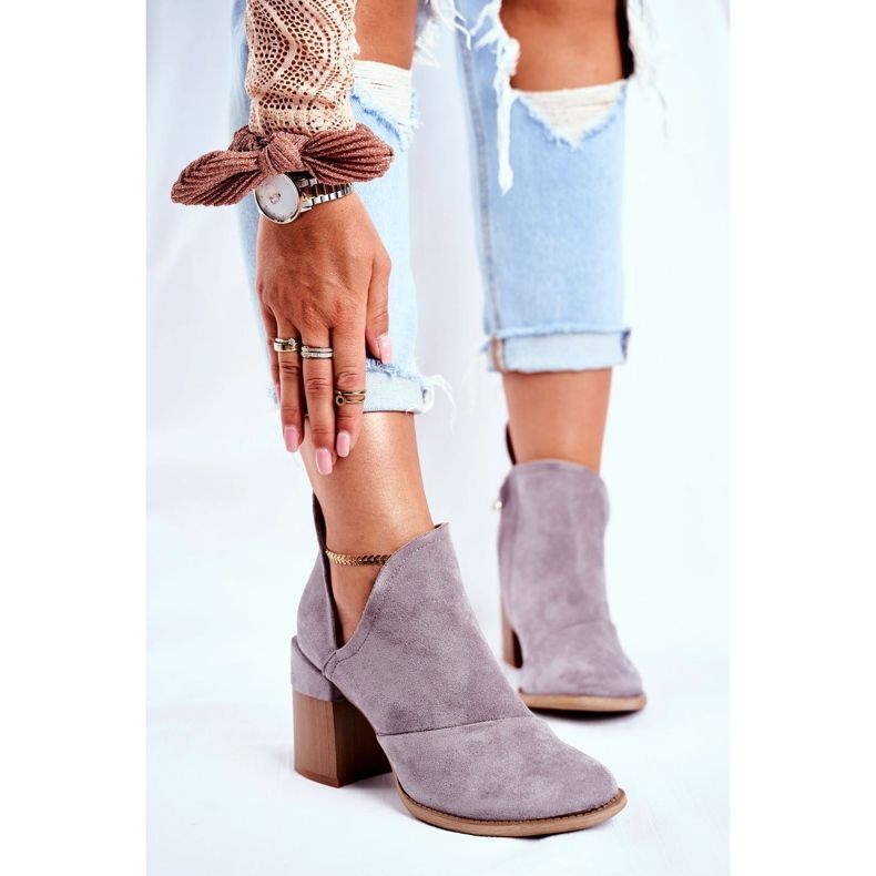 MSMG Cizme de damă pe toc croi gri Meliori 1