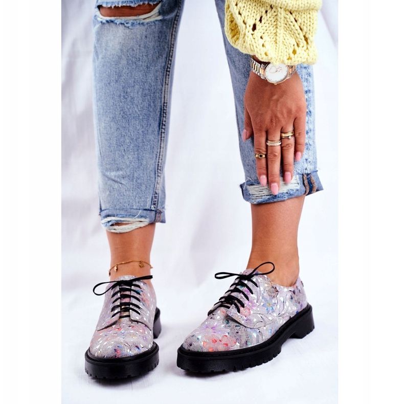 Brogues pentru femei Oxfords din piele gri Maciejka 04087-13 multicolor 1 Brogues pentru femei Oxfords din piele gri Maciejka 04087-13 multicolor 1