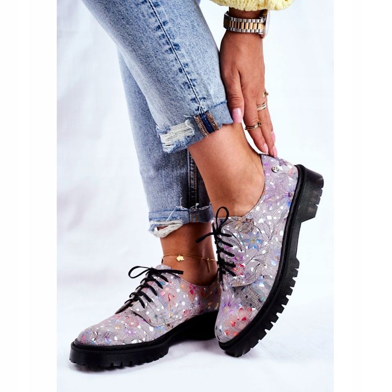 Brogues pentru femei Oxfords din piele gri Maciejka 04087-13 multicolor 2 Brogues pentru femei Oxfords din piele gri Maciejka 04087-13 multicolor 2