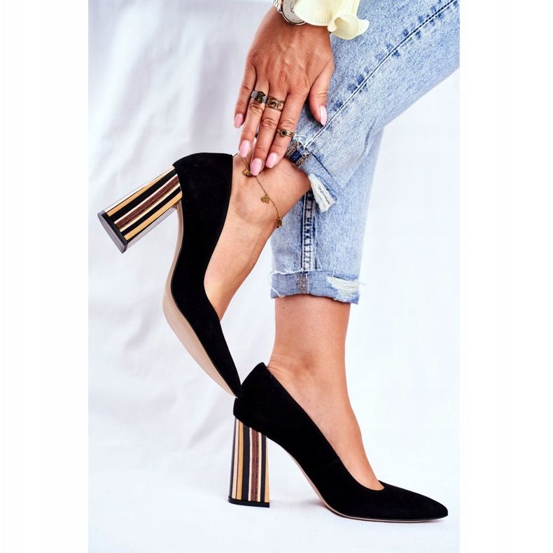 PV3 Pompă de damă Visconi Suede Black 7417302/200 negru 2