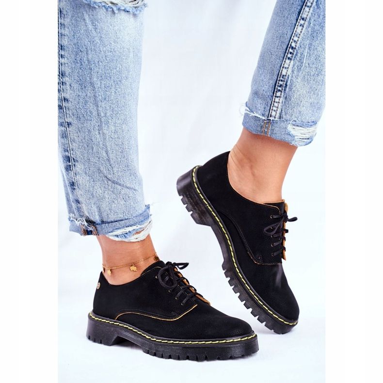 Brogues pentru femei din piele Oxfords negru Maciejka 04087-01 2