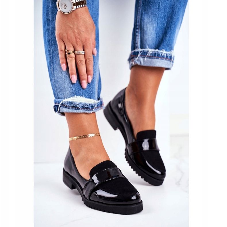 Mocasini pentru femei Lordsy Piele vernisată negru Nicole 2589 1