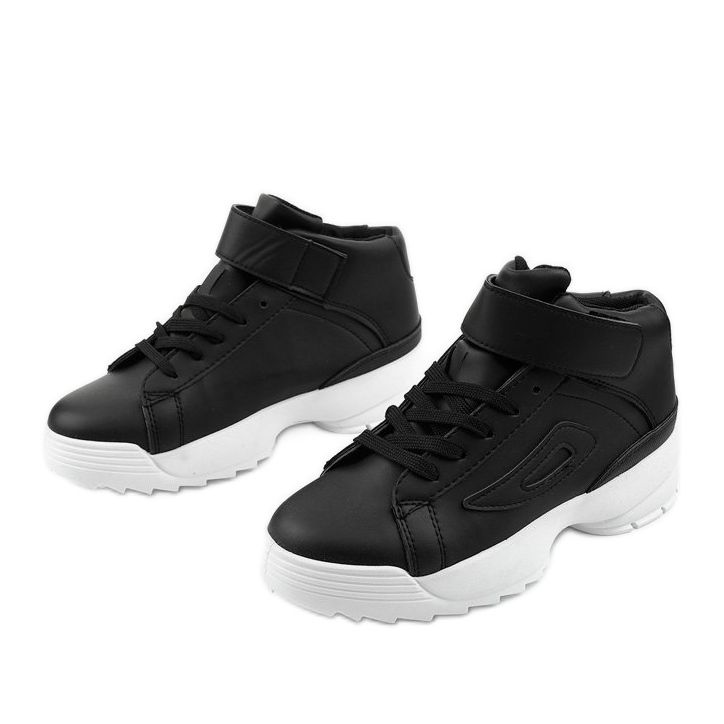 Adidași sport din piele ecologică alb-negru B-05 2